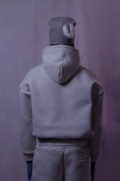 SWEAT À CAPUCHE GRIS ÉPAIS